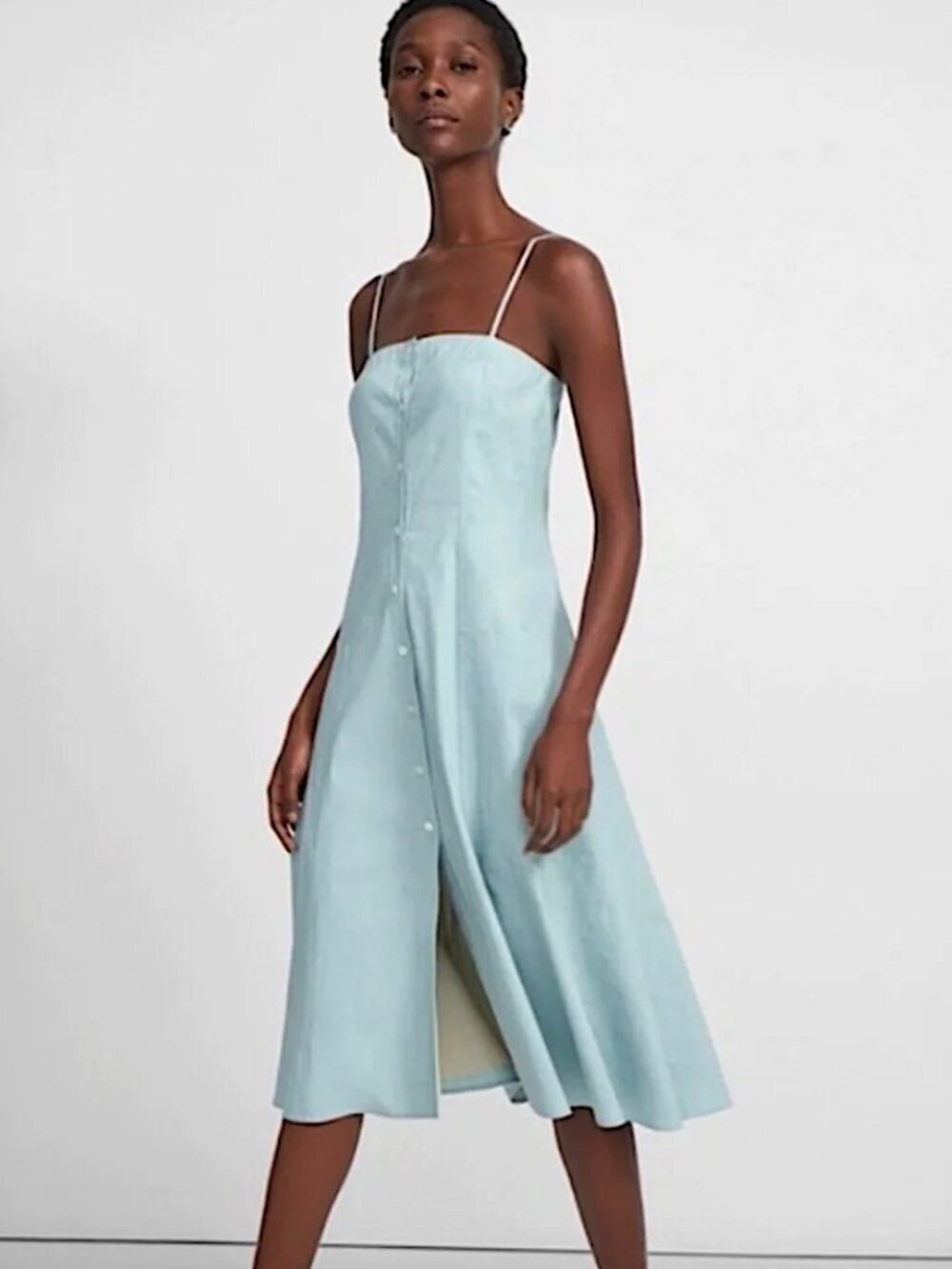 Theory Kaleigh Linen Blend Eco Crunch Midi Dress